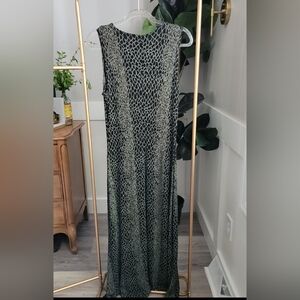 Vintage Ronnie Nicole Stretchy Full Length  Sleeveless Dress Black Glitter Sz 12